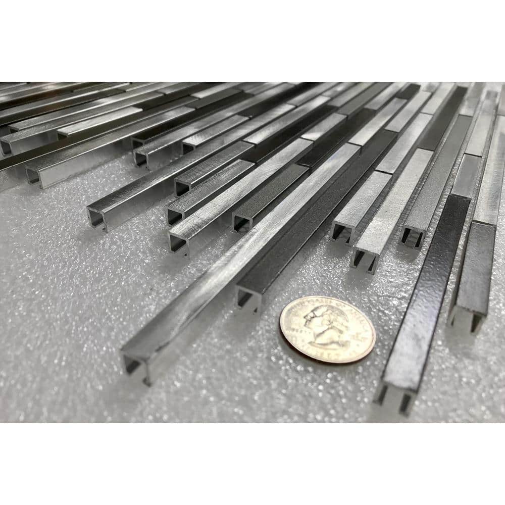 Gray Brushed Aluminum 12x16 Metal Mosaic Tile