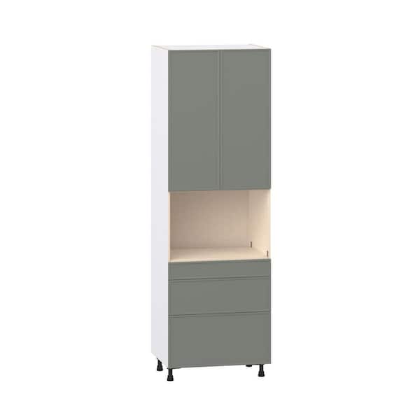 Fairview Moss Green Slim Shaker Assembled Pantry Micro Kitchen Cabinet with 3 Drawers (30 in. W x 94.5 in. H x 24 in. D)
