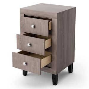 Grey 3-Drawer 16 in. W Nightstand Sofa Side Coffee Table for Bedroom Living Room