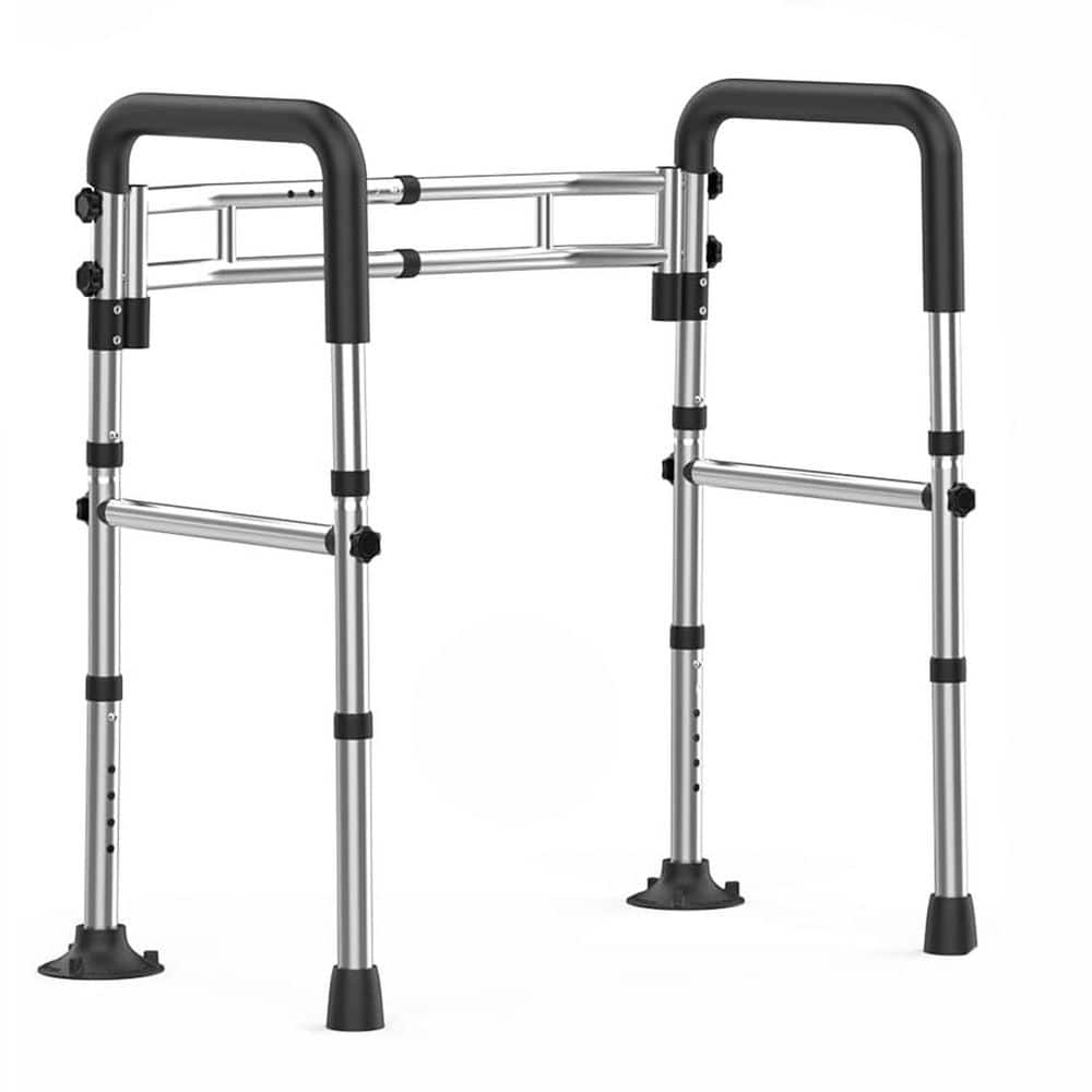 Stainless Steel Toilet Safety Rail Frame Adjustable Stand Alone Support Non-Slip Grips Suction Cups Silver 1 Piece price history on PriceWatchPro