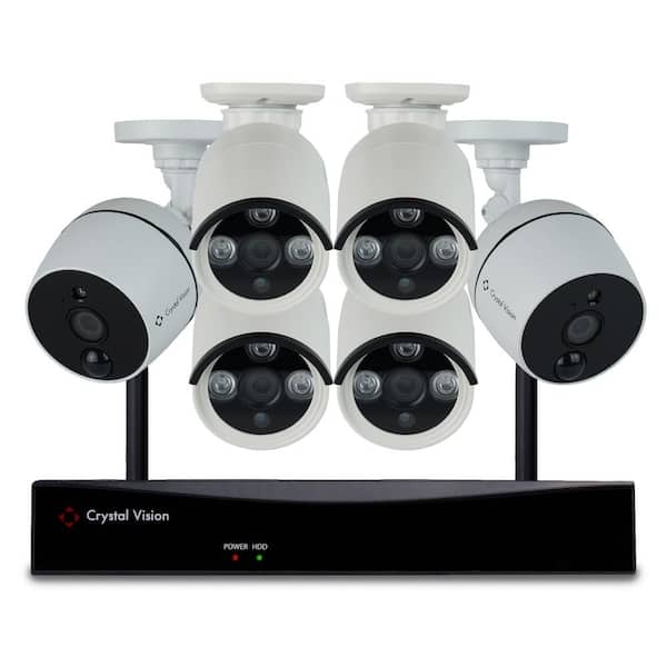 Crystal Vision 8-Channel Wireless 1080p Full HD 2MP 2TB Hard Drive Surveillance System with 2 Audio Cameras and 4 Standard Cameras