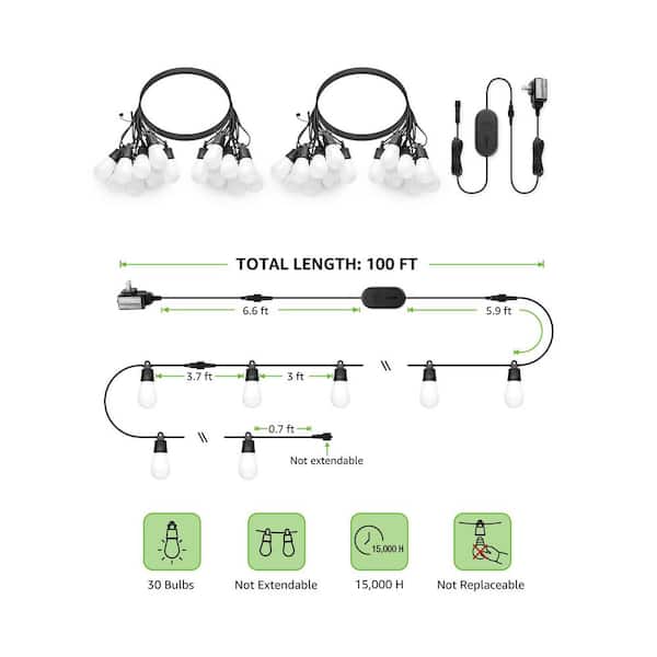 Lepro Camping Light Bundle - RGBW Hanging Tent Bulbs & Battery Globe String Lights