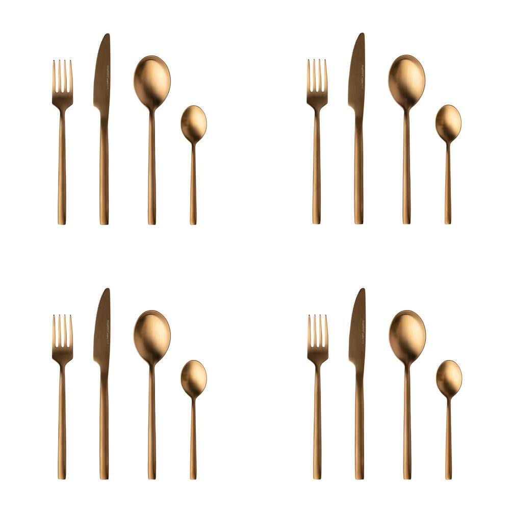 BergHOFF Gem 16Piece Stainless Steel Flatware Set, Gold Plated 2220086