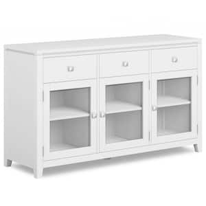 Cosmopolitan SOLID WOOD 54 in. Wide Contemporary Sideboard Buffet in White