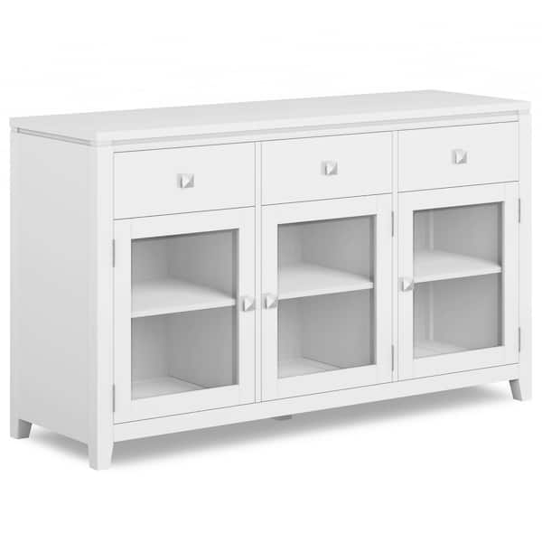 Simpli Home Cosmopolitan SOLID WOOD 54 in. Wide Contemporary Sideboard Buffet in White