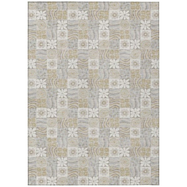 Chantille Machine Washable Indoor/Outdoor Abstract ACN2922 Ivory 5 ft. x 7 ft. 6 in. Area Rug