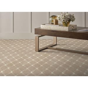 Solitaire - Buff - Brown 13.2 ft. 64 oz. Polyester Pattern Installed Carpet