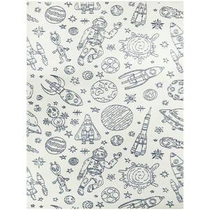Space Rockets White 4 ft. x 6 ft. Area Rug