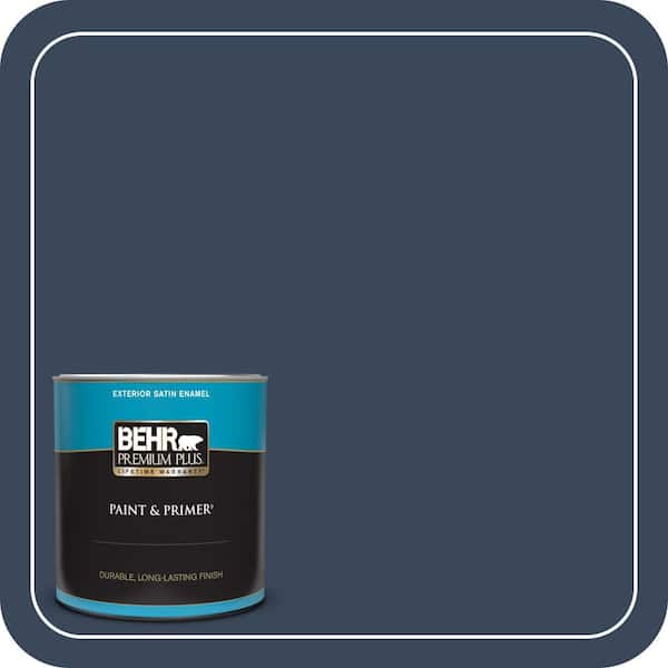 BEHR PREMIUM PLUS 1 qt. #M500-7 Very Navy Satin Enamel Exterior Paint & Primer