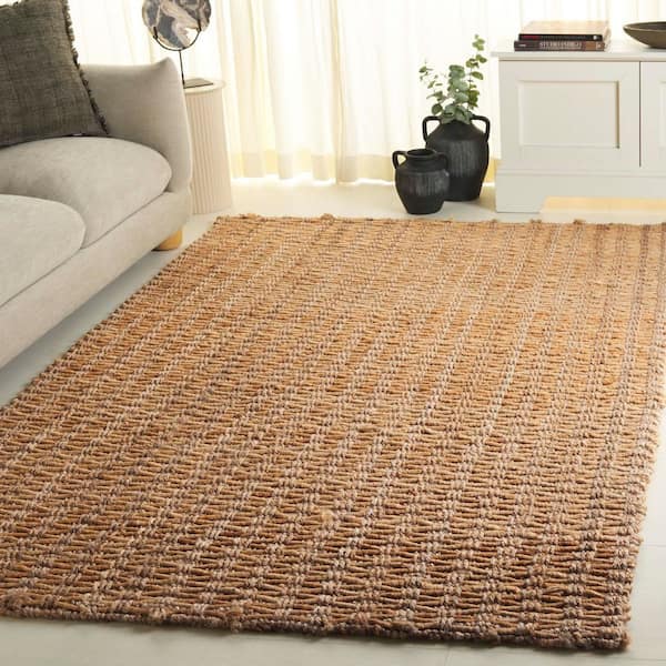 Natural Fiber 9 ft. x 12 ft. Natural Geometric Solid Area Rug