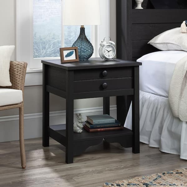 SAUDER Dawson Trail 1-Drawer Raven Oak Nightstand 24.055 in. H x 21.181 in. W x 19.449 in. D