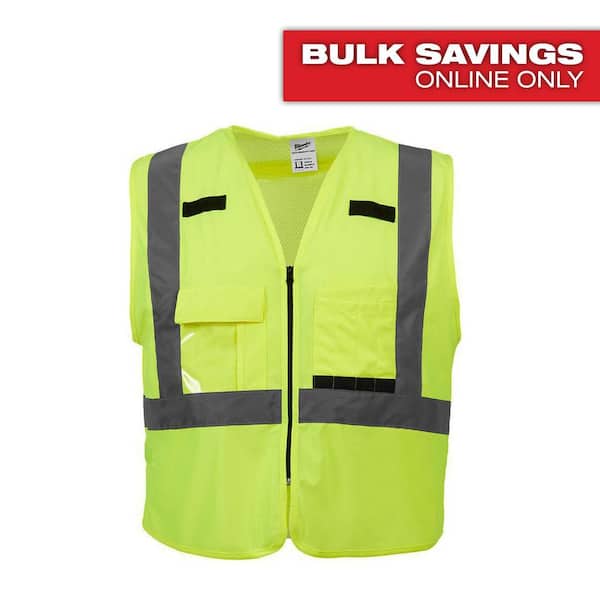 Milwaukee 4X-Large/5X-Large Yellow Class 2-High Visibility Safety Vest with 10-Pockets