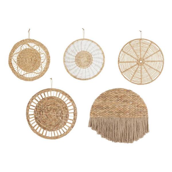 Hanging Natural Woven Seagrass Flat Baskets Wicker Wall Basket Decor (Set  of 3) CY8LDBZLRF - The Home Depot