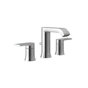 Genta LX 2-Handle 8 in. Widespread Modern Bathroom Faucet, Valve Required in Chrome