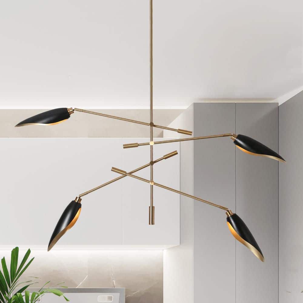 Zevni Toltehcwe Modern 4-Light Sputnik Chandelier with Brass and