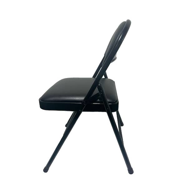 HDX Black Vinyl Padded Steel Frame Folding Chair FC007B001A - The