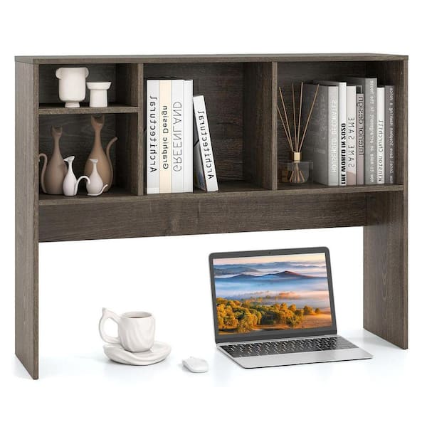 Grey 37 in. x 29 in. Wood Classic Desktop Bookshelf Z0F9JWT6FN