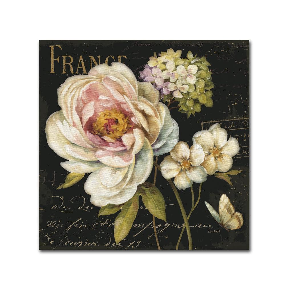 14" x 14" Floral Canvas Wall Art in Black and White