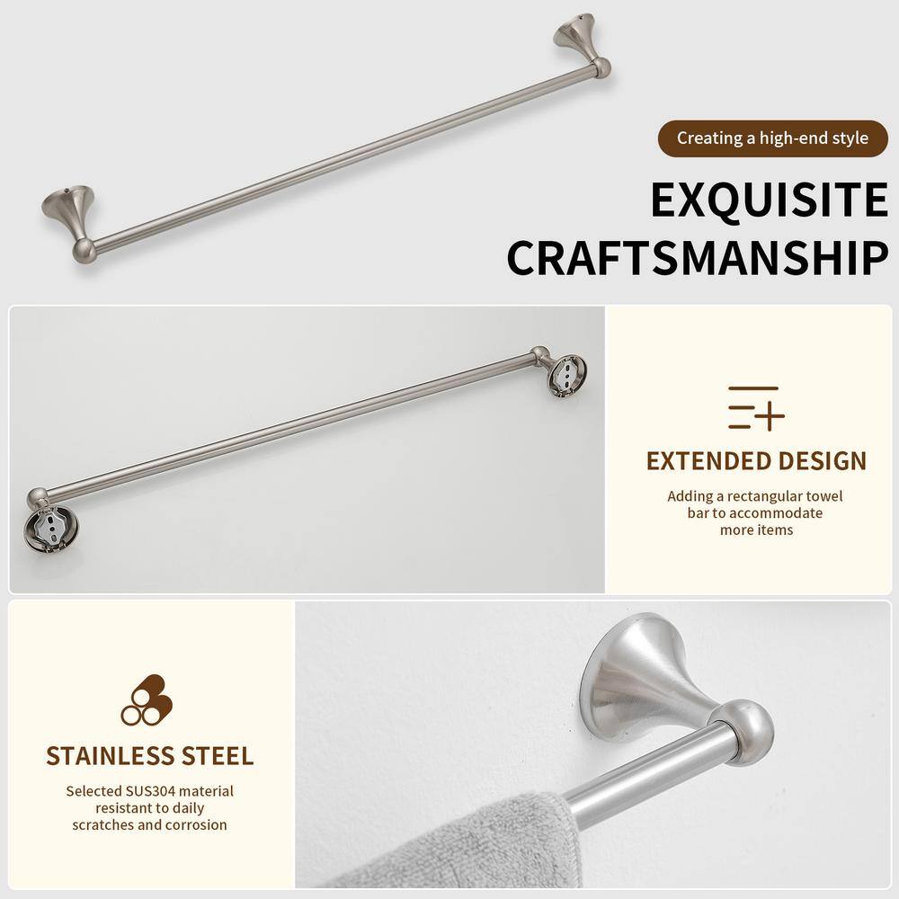 Brushed Nickel 24-Inch Wall Mounted Towel Bar