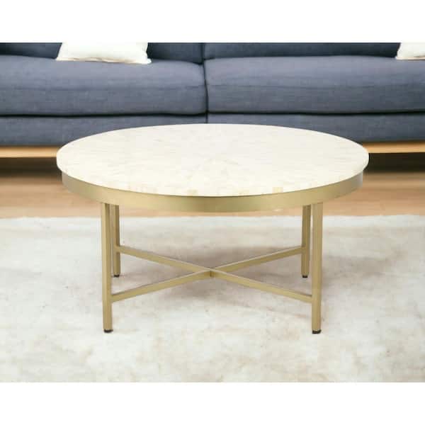 36.00 in. Ivory Round Solid Wood Coffee Table