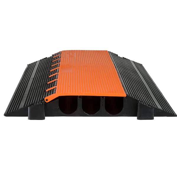 3 ft. 3-Channel Heavy Duty Cable Protector, Black/Orange