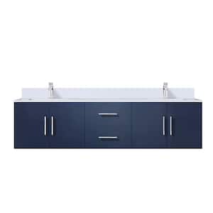 Geneva 72 in. W x 22 in. D Navy Blue Double Bath Vanity, Cultured Marble Top, and Faucet Set