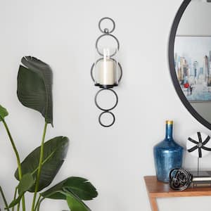 25 in. Black Metal Single Candle Wall Sconce