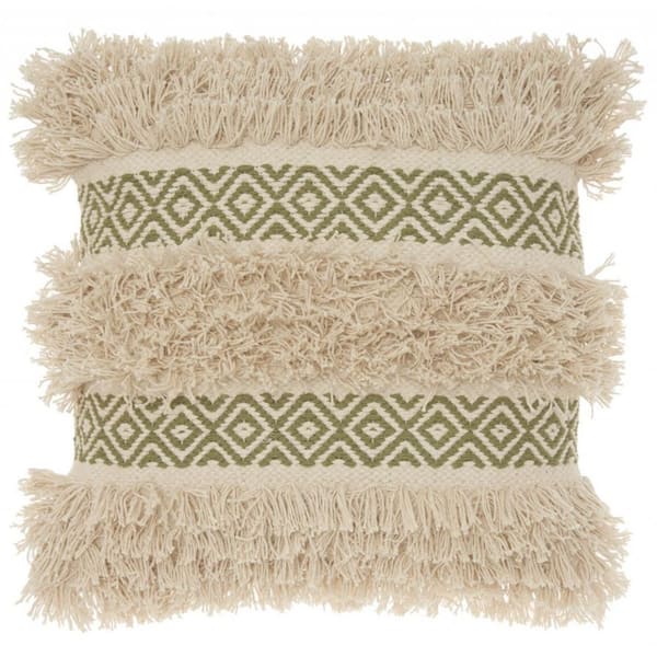 HomeRoots Jordan Sage Abstract Cotton 18 in. X 18 in. Throw Pillow