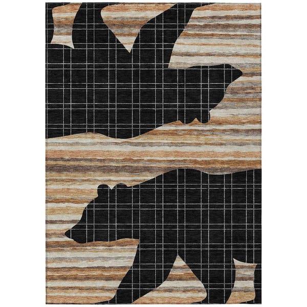 Chantille Machine Washable Indoor/Outdoor Abstract ACN2577 Black 10 ft. x 14 ft. Area Rug