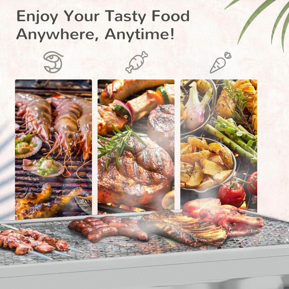 Stainless Steel Portable Hibachi Charcoal Grill with Folding Legs