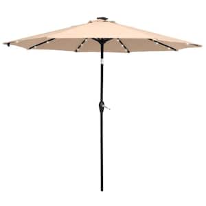 Folding Light 9 ft. Market Tilt Patio Umbrella in Top Color Beige