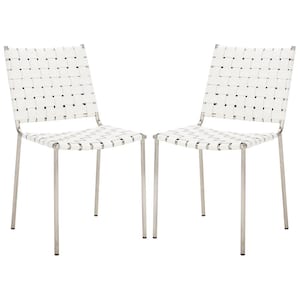 Wesson White/Silver 18.5 in. Iron Dining Chair Set of 2