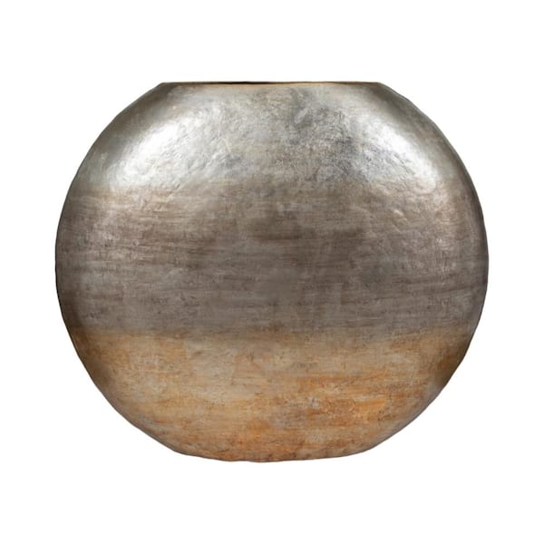 57 in. Silver Metal Oversized Round Metallic Ombre Decorative Vase