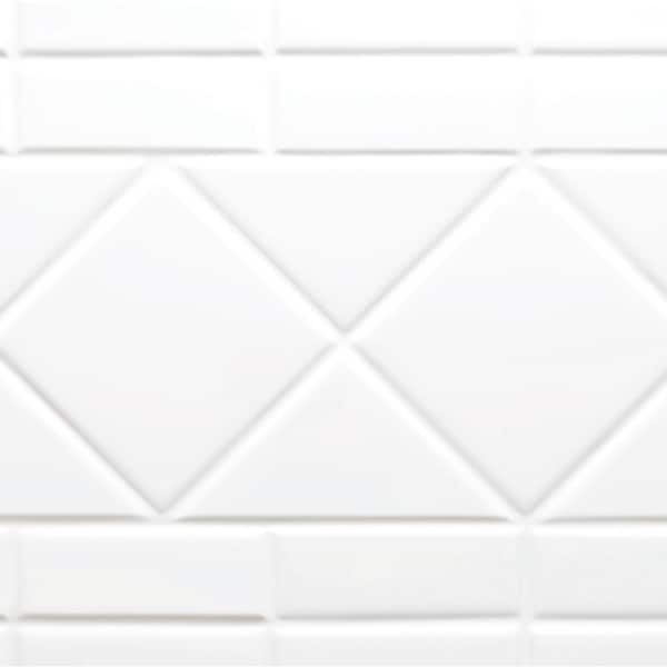Aquatic - Accessible Diagonal Tile AcrylX 36 in. x 36 in. x 76 in. 4-Piece Shower Stall w/ Left Seat and Grab Bars in White