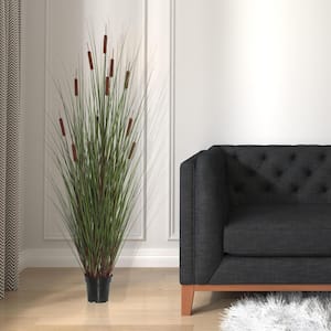 60 in. Green Artificial potted Straight Grass and Cattails