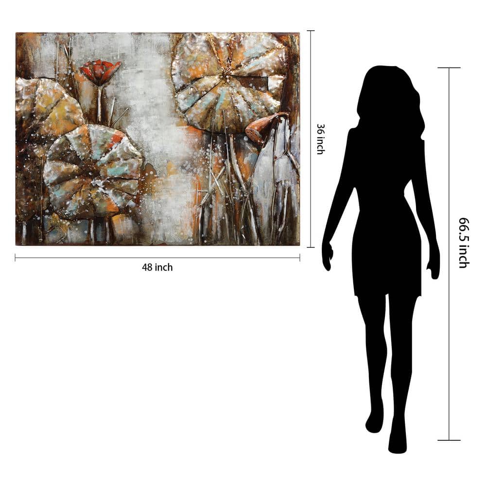 Primo 36" x 48" Mixed Media Iron Water Lily Pads Wall Sculpture