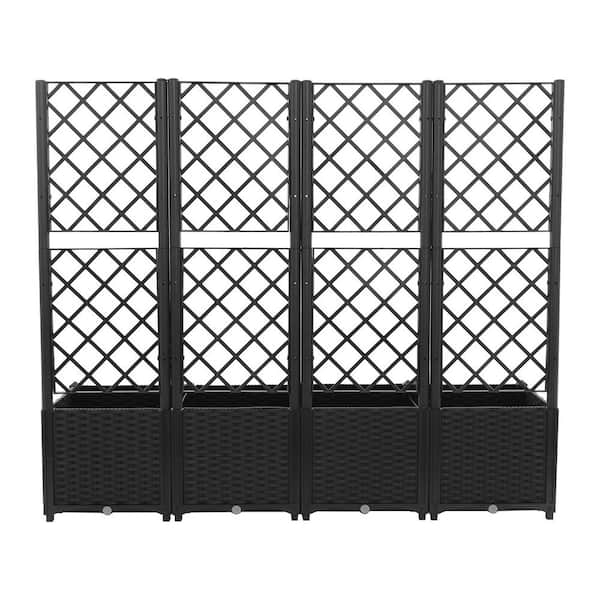 63 in. x 55.95 in. Outdoor PP Plastic Rectangular Black Planter Box Planter for Climbing Plant