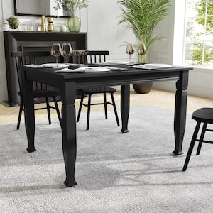 Grace Commercial Grade Black Matte Wood 36.25 in. 4-Legs Heavy Duty Solid Wood Dining Table with Seating for 4