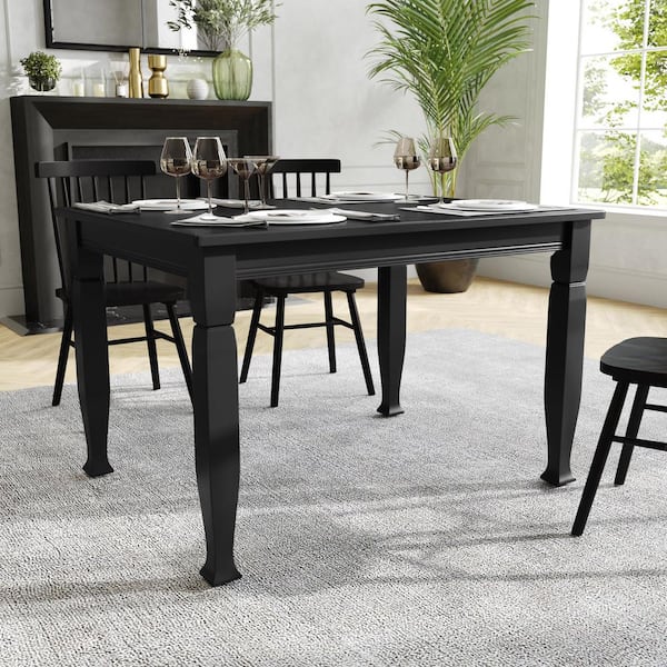 Carnegy Avenue Grace Commercial Grade Black Matte Wood 36.25 in. 4-Legs Heavy Duty Solid Wood Dining Table with Seating for 4