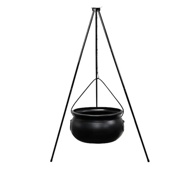 54 in. x 12.5 in. x 7 in. Black Large Witches Cauldron Tripod with Lights, Hocus Pocus Candy Bucket Decoration