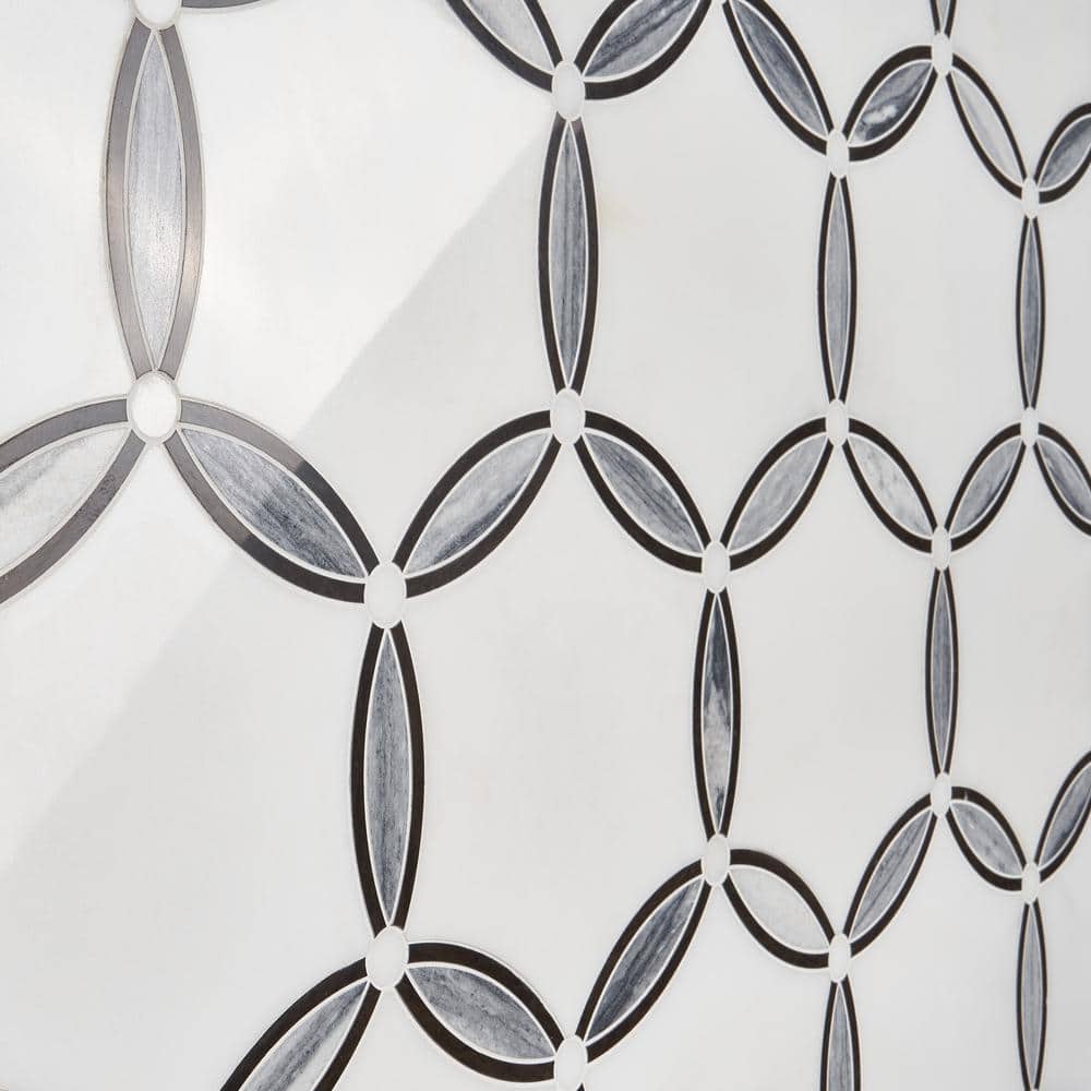 Bianco Polished Marble and Brass Mosaic Tile for Floor and Wall