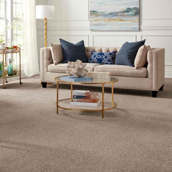 Tides Edge - Walnut Brown 50 oz. Triexta PET Texture Installed CarpetCarpet