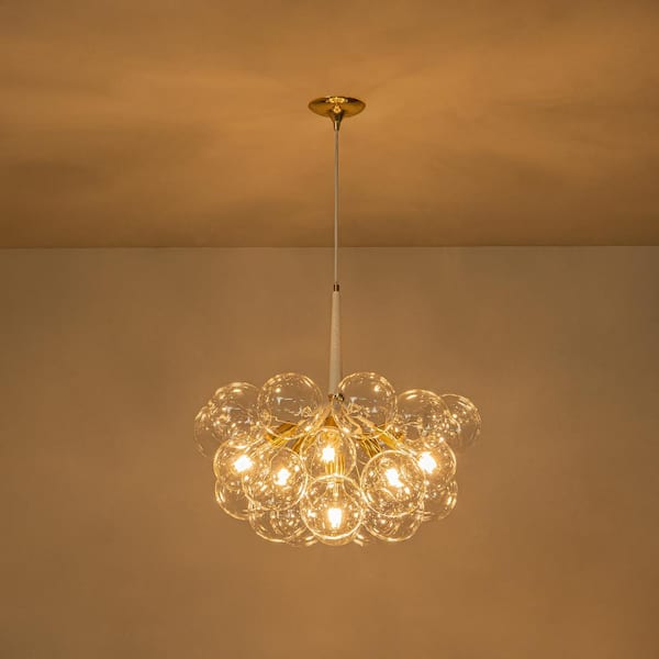 HUOKU Alma 6-Light 24.8 in.W Gold and White Cluster Bubble