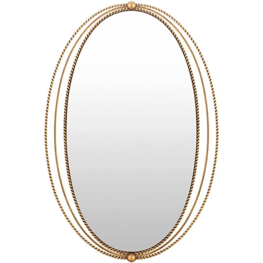 Medium Oval Gold Iron Accent Mirror