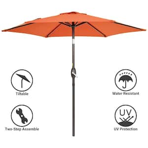 7.5 ft. Patio Market Crank and Tilt Umbrellas, Table Umbrellas,UV-Resistant Canopy in Orange