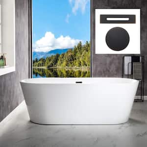 Marlboro 71 in. Acrylic FlatBottom Double Ended Bathtub with Oil Rubbed Bronze Overflow and Drain Included in White