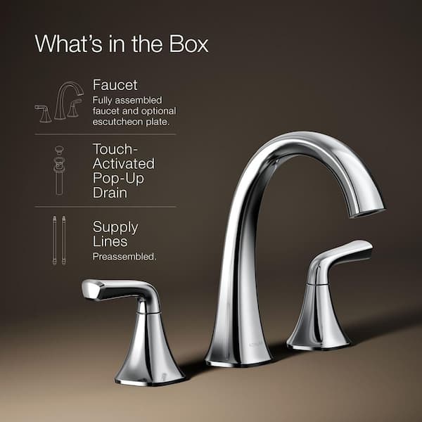 KOHLER Sundae 8 in. Widespread Double Handles Bathroom Faucet in