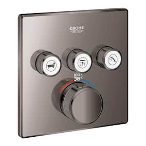 Grohtherm Smart Control Triple Function Square Thermostatic Trim with Control Module in Hard Graphite