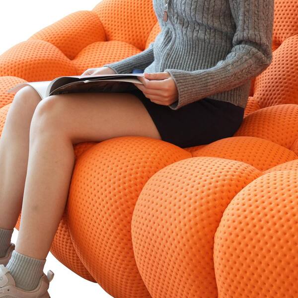 Magic Home (3-Piece) Bubble Sofa, 78 in. Orange Mesh Fabric