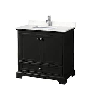 36 in. W x 22 in. D Single Vanity in Dark Espresso with Cultured Marble Vanity Top in Light-Vein Carrara w/ White Basin